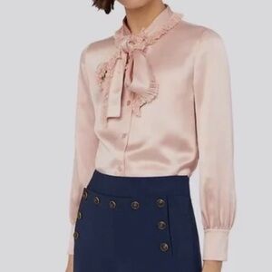 TORY BURCH SILK PINK BLOUSE LONG SLEEVES SIZE 8